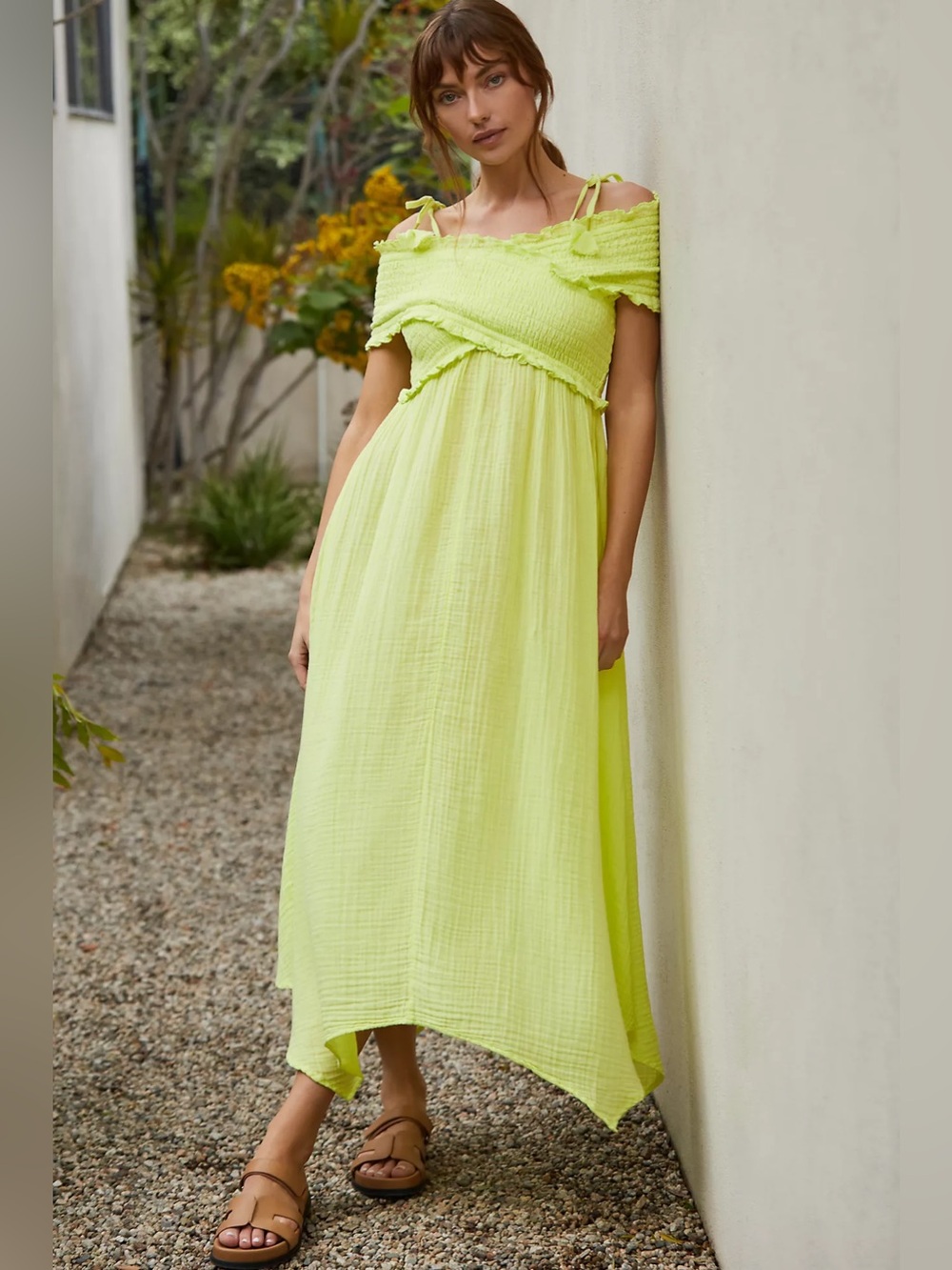 By Anthropologie smocked gauze criss-cross dress| size small